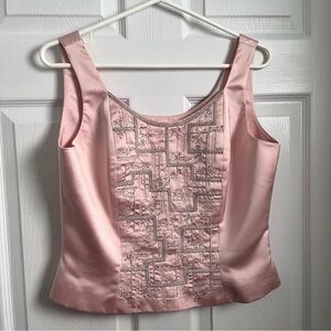 3/25$💥 Albert Nipon evening Medium pink top bustier corset sequin beaded women